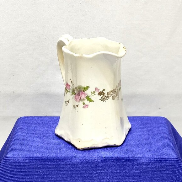 US Pottery Semi-Vitreous Porcelain Pitcher w/ Gold Gilding Floral Design Antique - Picture 4 of 10
